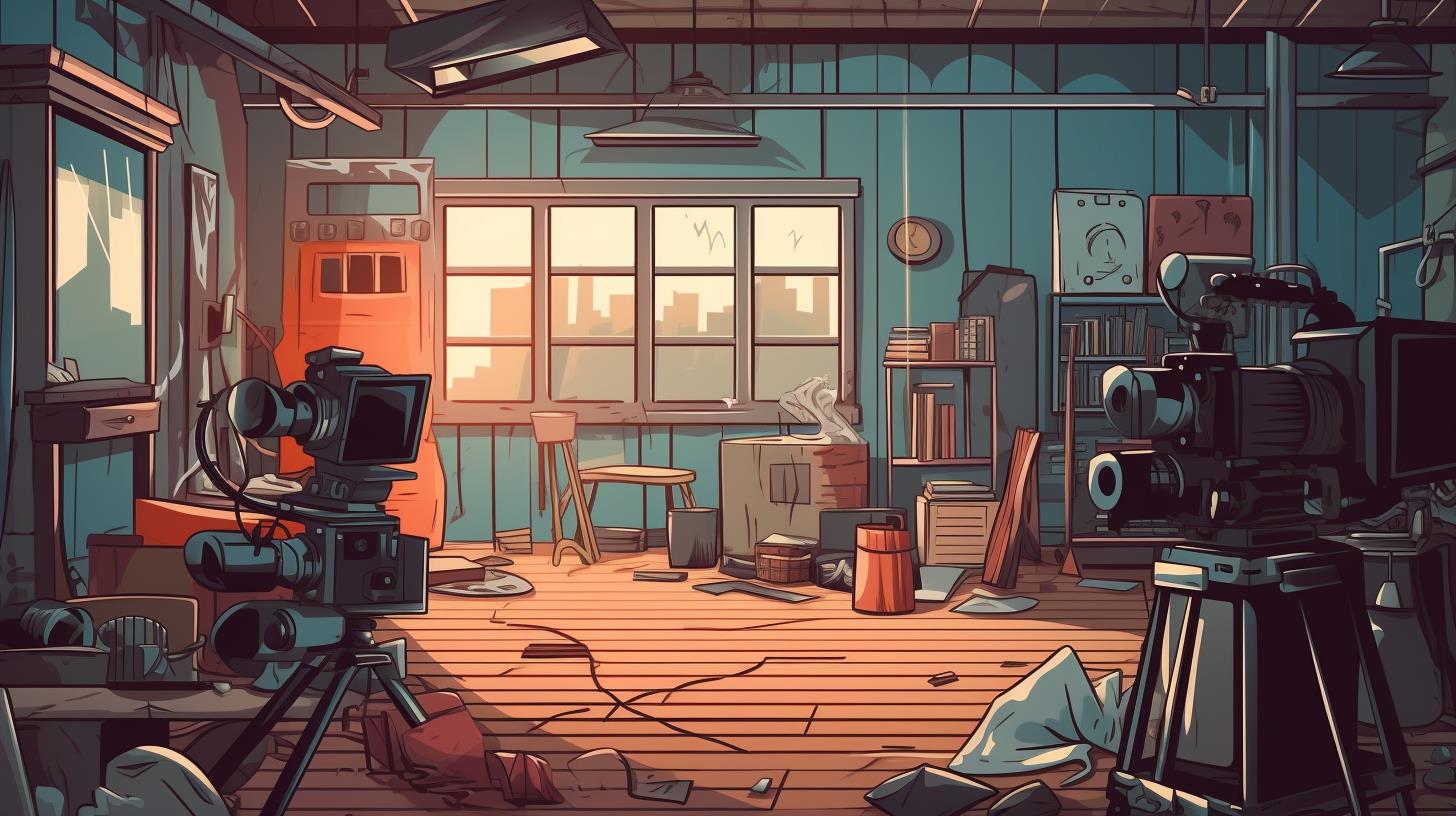 A film set in an old room. Vector style.