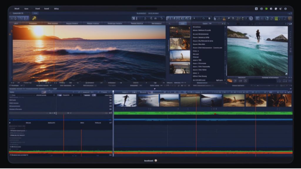 Blurred screen of video editing software